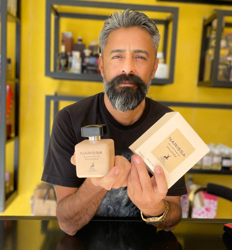 عطر ادکلن الحمبرا مدل ناریسا پیچ رایحه نارسیسو پودری حجم ۱۰۰میل عطرزنانه