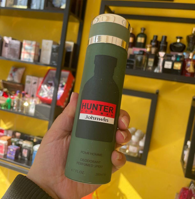 اسپری بدن خوشبوکننده بدن مردانه جانوین هوگو سبز (Johnwin spray HUNTER) حجم۲۰۰میل فروشگاه پرفیوم رایحه